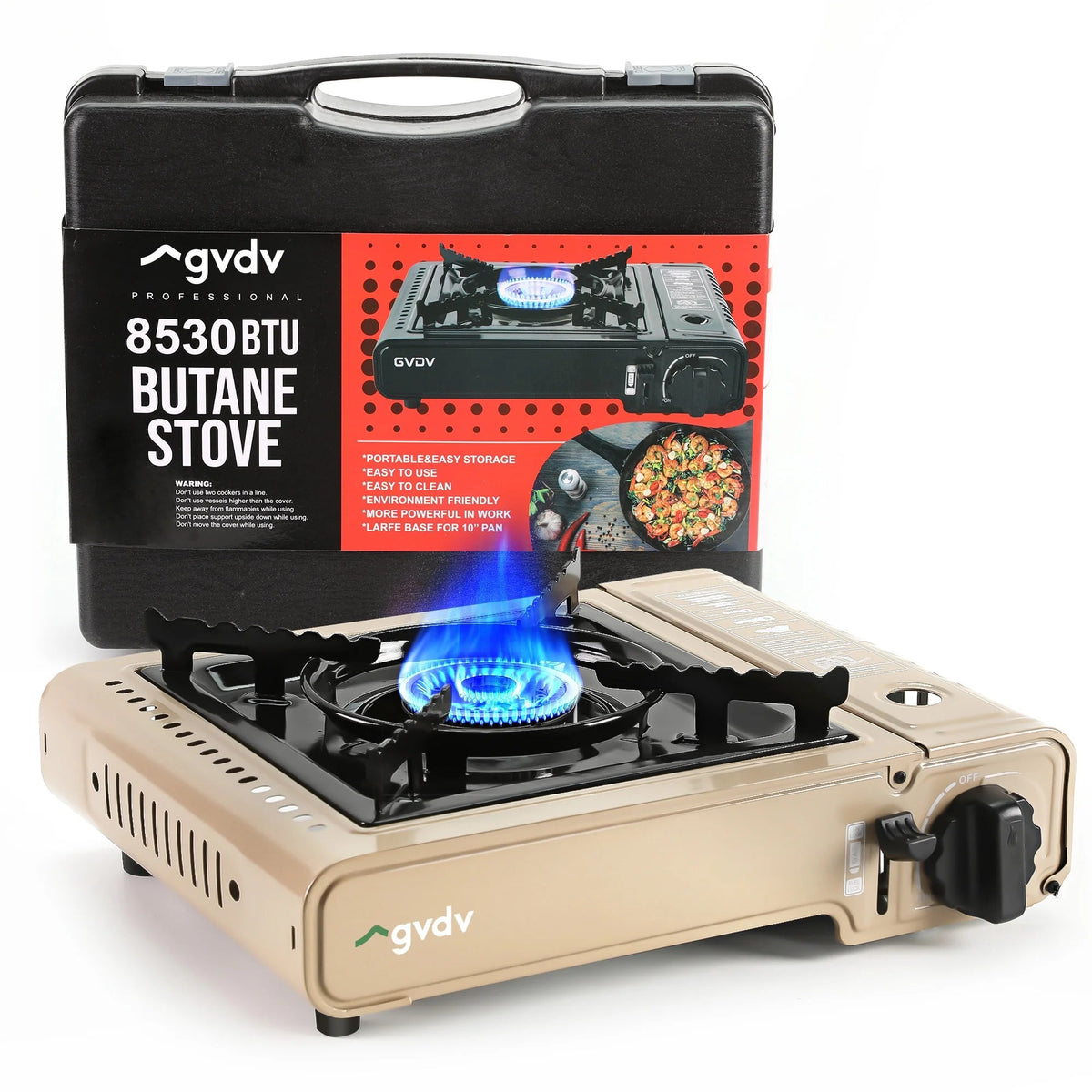 Portable Camping Stove, 1 Burner Butane Gas Stove with Updated Carrying Case