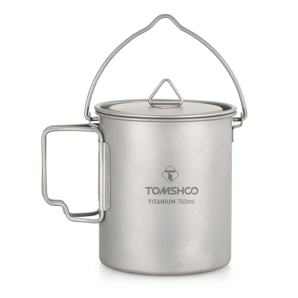 Tomshoo 750Ml Outdoor Camping Cup Durable Titanium Cup Tourist Tableware Picnic Utensils Tourism Camping Mug Camping Equipment