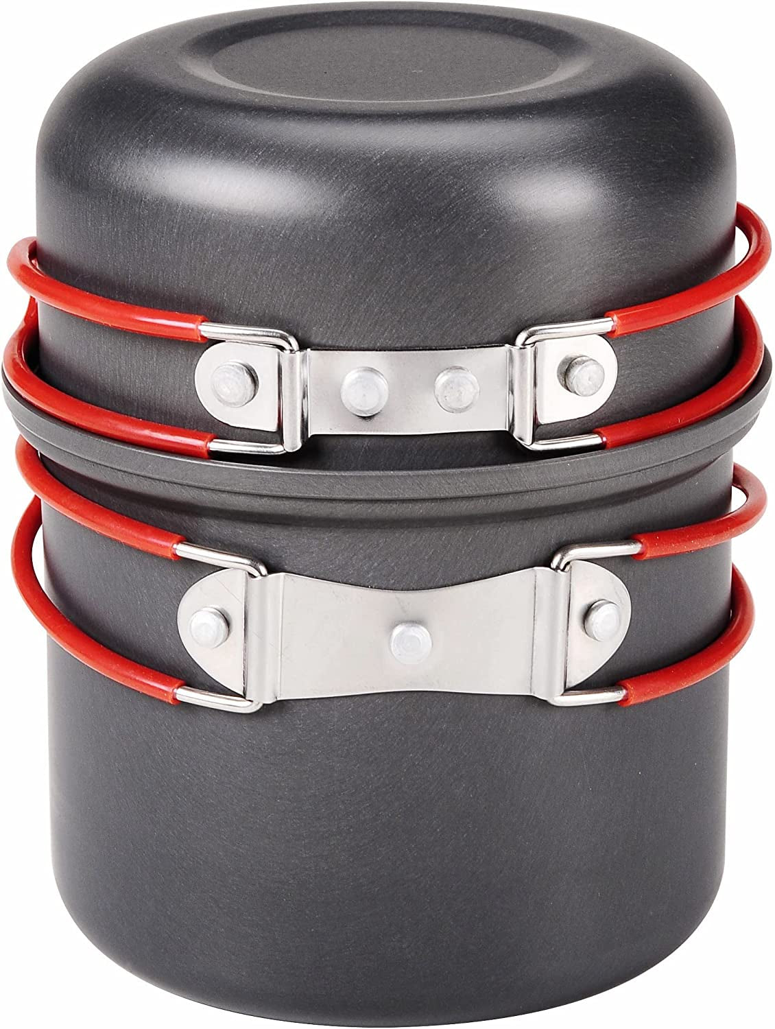 Camping Cookware, Portable Pots Kettle and Pans Set, 13 PCS for 3-4 | Lightweight Backpacking Cooking Set Outdoor Cook Gear for Family Hiking Picnic (Kettle Pot, Frying Pan, Bowls, Plates, Spoon)