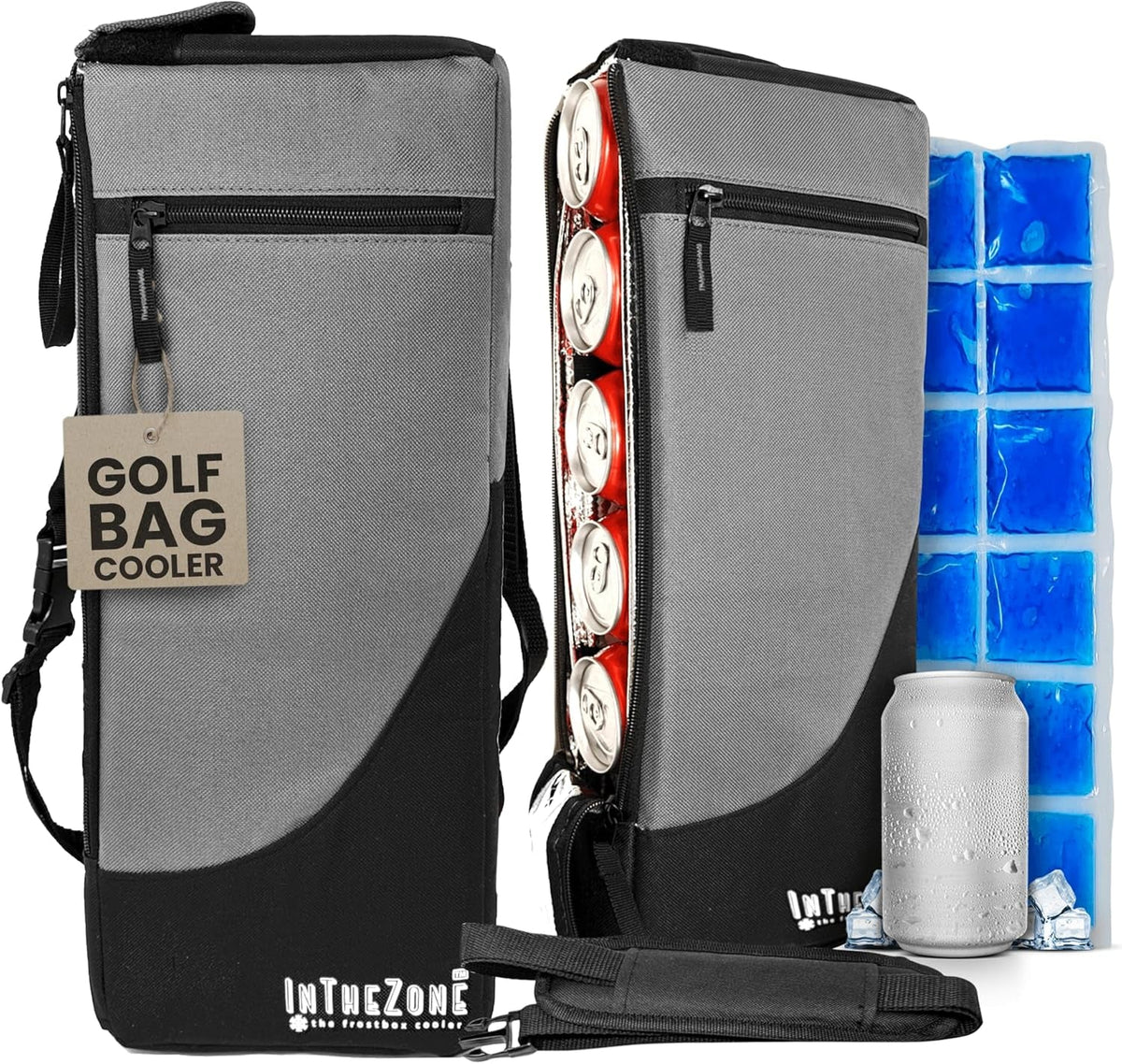 Insulated Slim Golf Bag Cooler with Ice Pack | Discreet Design. Frostbox Holds 6 Cans. Perfect for Golf, Camping, Fishing, Hiking, Beach & Travel. Stays Cold for Hours