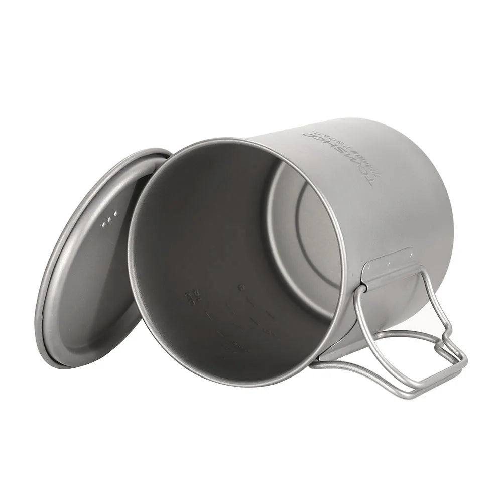 Tomshoo 750Ml Outdoor Camping Cup Durable Titanium Cup Tourist Tableware Picnic Utensils Tourism Camping Mug Camping Equipment