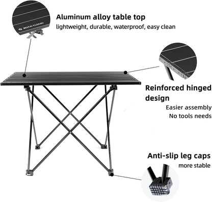 Portable Camping Table Ultralight Aluminum Camp Table Folding Beach Table for Camping Hiking Backpacking Outdoor Picnic, Size M