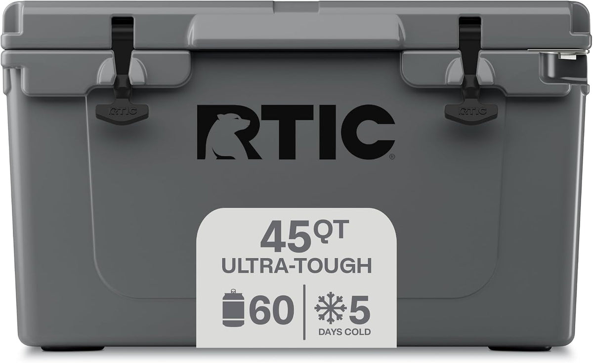 45 QT Ultra-Tough Hard Cooler | Portable Hard Ice Chest Box for Beach, Drinks, Camping, Picnic, Fishing, Boat and Barbecue