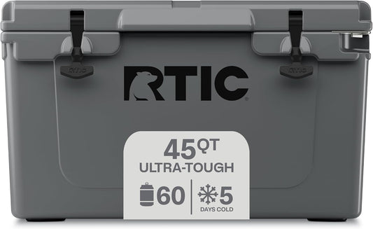 45 QT Ultra-Tough Hard Cooler | Portable Hard Ice Chest Box for Beach, Drinks, Camping, Picnic, Fishing, Boat and Barbecue