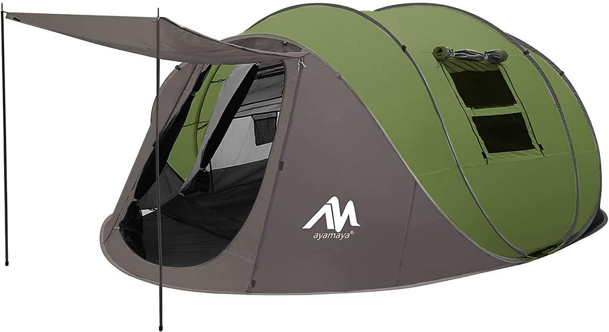 Waterproof 6 Person Easy Pop up Tents for Camping with Vestibule | Instant Setup, Double-Layer Anti-Condensation, Porch Poles Included, Large Size for Family 4-6 People Hiking, Travelling