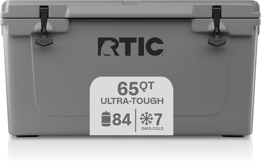 65 QT Ultra-Tough Hard Cooler | Portable Hard Ice Chest Box for Beach, Drinks, Camping, Picnic, Fishing, Boat and Barbecue