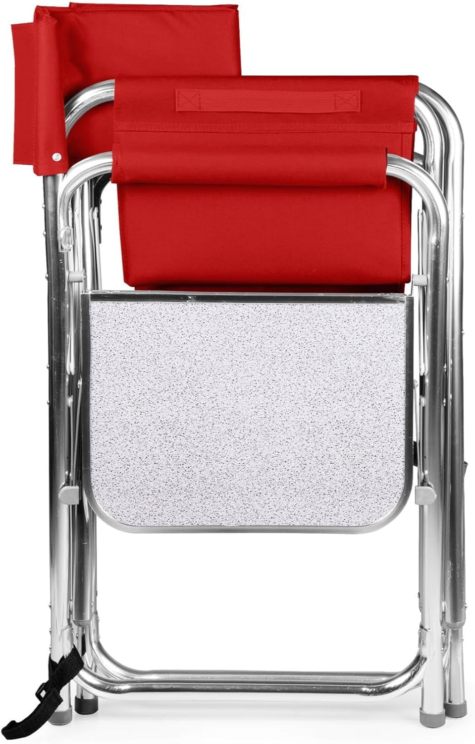 Sports Chair with Side Table and Armrest Caddy, Lightweight Aluminum Folding Outdoor Camping Chair for Adults, Portable Director Style Lawn Seating with Pockets & Carry Strap, (Red)