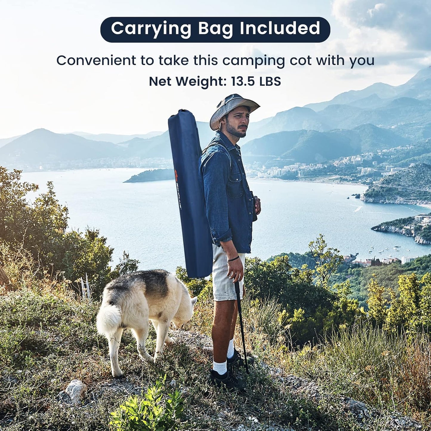 Folding Camping Cot with Carrying Bag, Portable Lightweight Outdoor Sleeping Bed for Adults Kids, 300LBS Weight Capacity, Heavy-Duty Camping Bed for Traveling