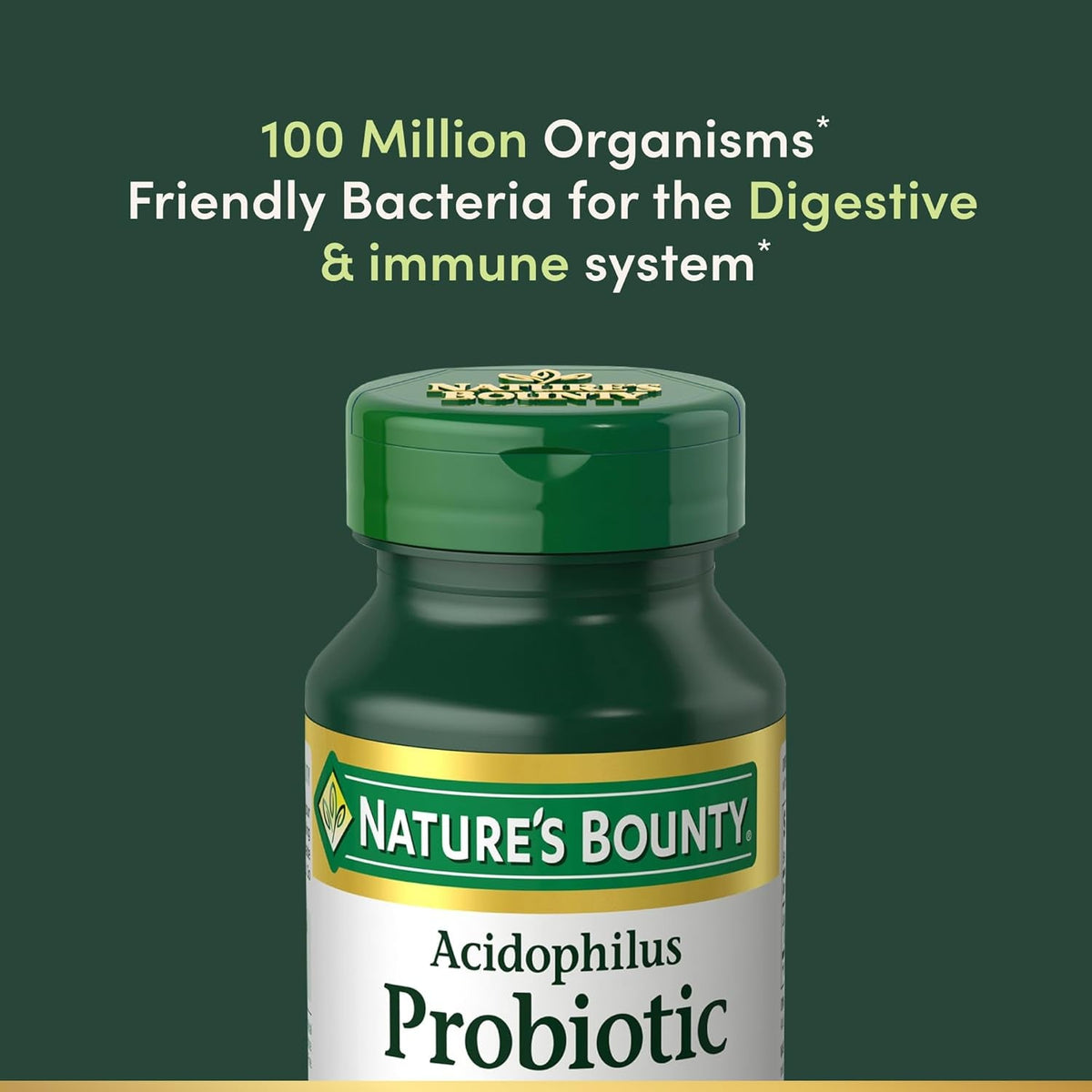 Lactobacillus Acidophilus Probiotic Supplement, 120 Tablets | Daily Probiotic for Women/Men Digestive Health, 100 Million Organisms, Vegetarian, 1 Serving per Day