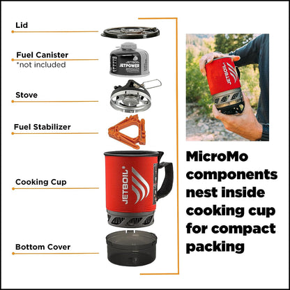 Jetboil Micromo Lightweight Precision Camping and Backpacking Stove Cooking System with Adjustable Heat Control