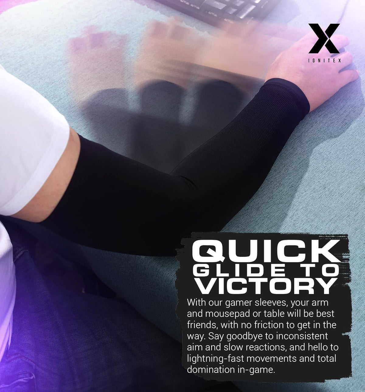 Gaming Arm Sleeves for Men & Women - Low-Friction PC Gaming Sleeve - Arm Compression Support for E-Sports, Volleyball