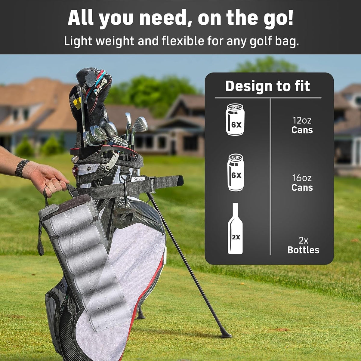 Insulated Slim Golf Bag Cooler with Ice Pack | Discreet Design. Frostbox Holds 6 Cans. Perfect for Golf, Camping, Fishing, Hiking, Beach & Travel. Stays Cold for Hours