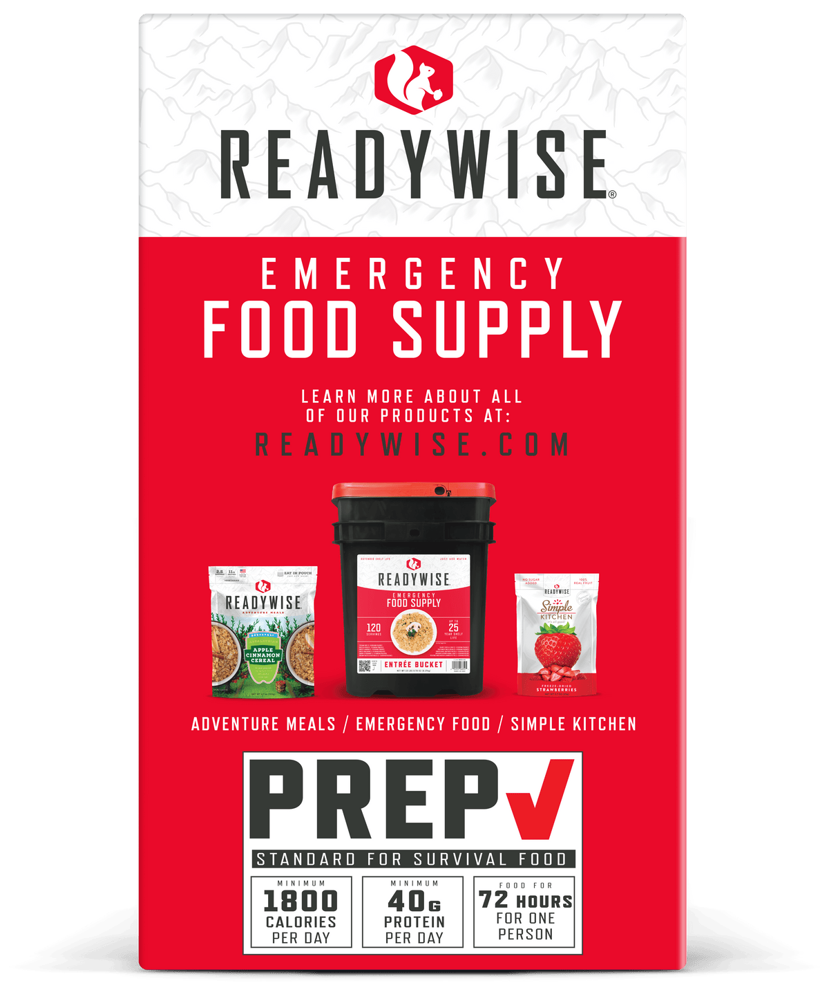72-Hour Emergency Food Supply Freeze-Dried 30 Servings 25-Year Shelf Life 3 Lbs 2.85 Oz