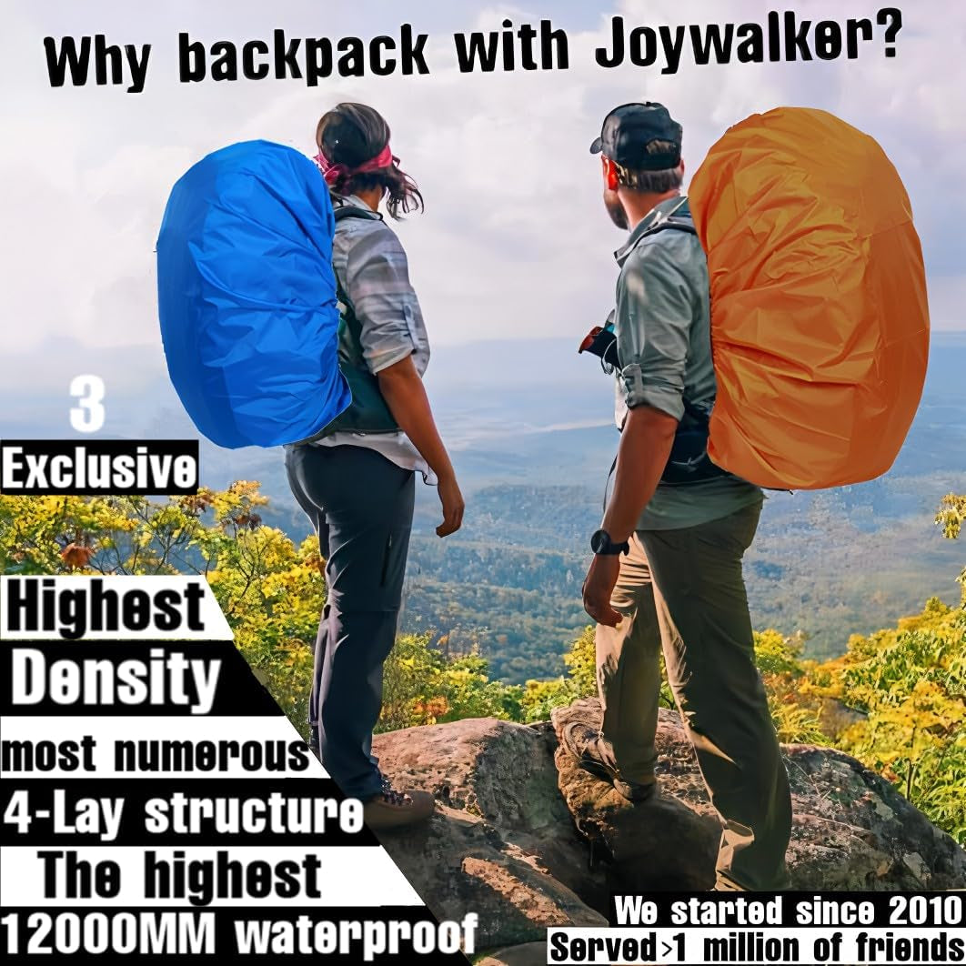 Waterproof Backpack Rain Cover 12000Mm for Hiking Camping Travel | 12000Mm Ultra-Waterproof, Upgraded Ultra-Strong Multilayer Fabric, Antislip Cross-Buckle Strap, for Outdoor Commuting School