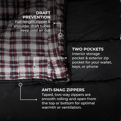 Deer Hunter Sleeping Bag, Warm and Comfortable Camping Sleeping Bag, Teton Tough Canvas Shell for Camping, Hunting, and Cold Weather