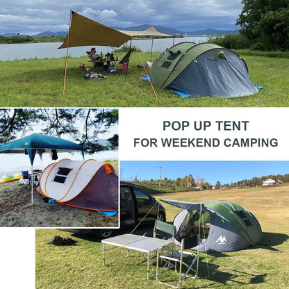 Waterproof 6 Person Easy Pop up Tents for Camping with Vestibule | Instant Setup, Double-Layer Anti-Condensation, Porch Poles Included, Large Size for Family 4-6 People Hiking, Travelling