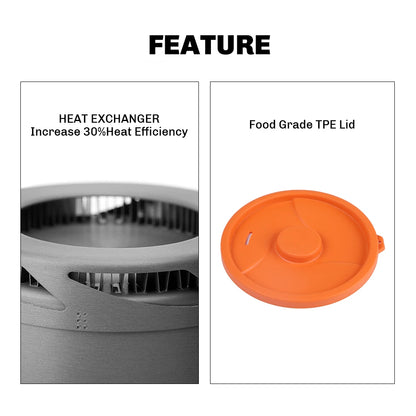 Fire Maple FMC-XK6 Heat Exchanger Pot 1L Foldable Cooking Pots with Mesh Bag Outdoor Camping Cookware